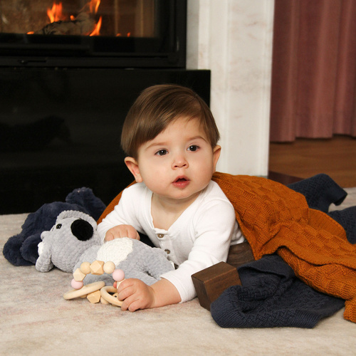 Kocyk bambusowo-bawełniany dla dziecka, niemowlaka, szary, delikatny Pony