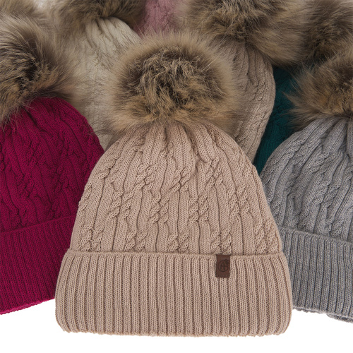 Czapka zimowa damska, czarna, z wełną merino Larida