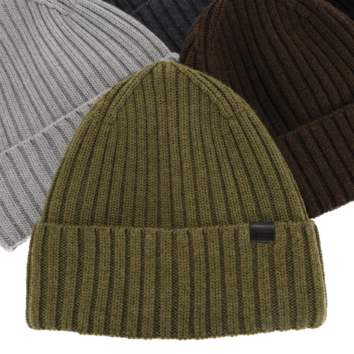 Czapka zimowa męska, ciemnoszara, 100% wełniana merino Nathan