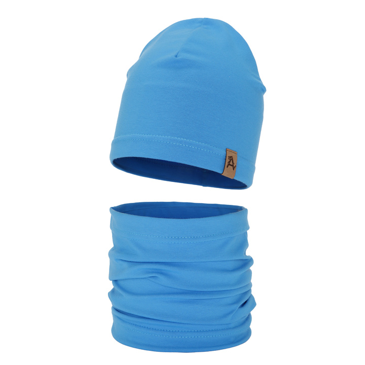 Czapka i komin dla chłopca jesienny, wiosenny komplet, niebieski Griffin
