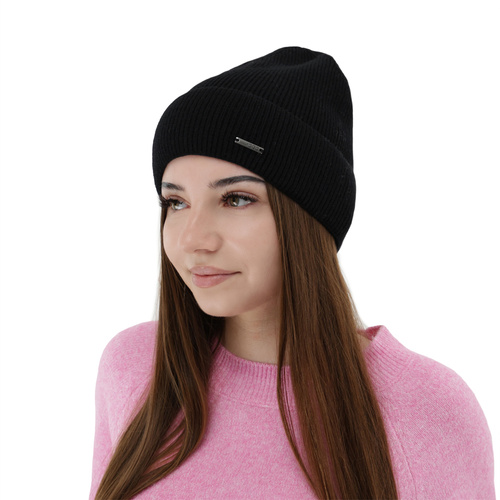 Czapka jesienna, zimowa damska, różowa, wełna merino z kaszmirem, Sindra