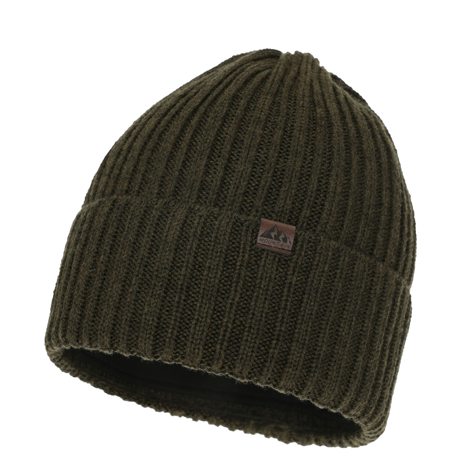 Czapka zimowa męska, khaki, z wełną merino Huno