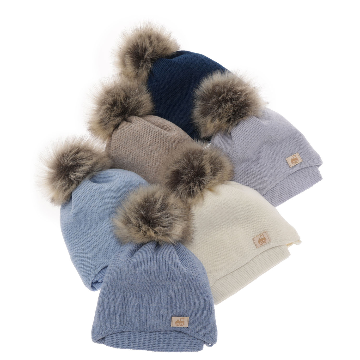 Czapka i szalik dla chłopca zimowy komplet, beżowy, wełniany merino Anastazy