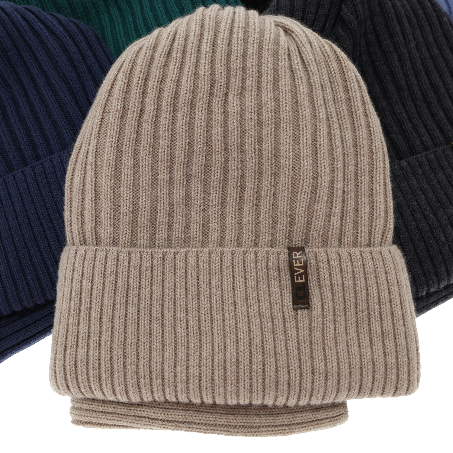 Czapka i komin dla chłopca, zimowy komplet, jasnoszary, 100% wełniany merino, Gizmo
