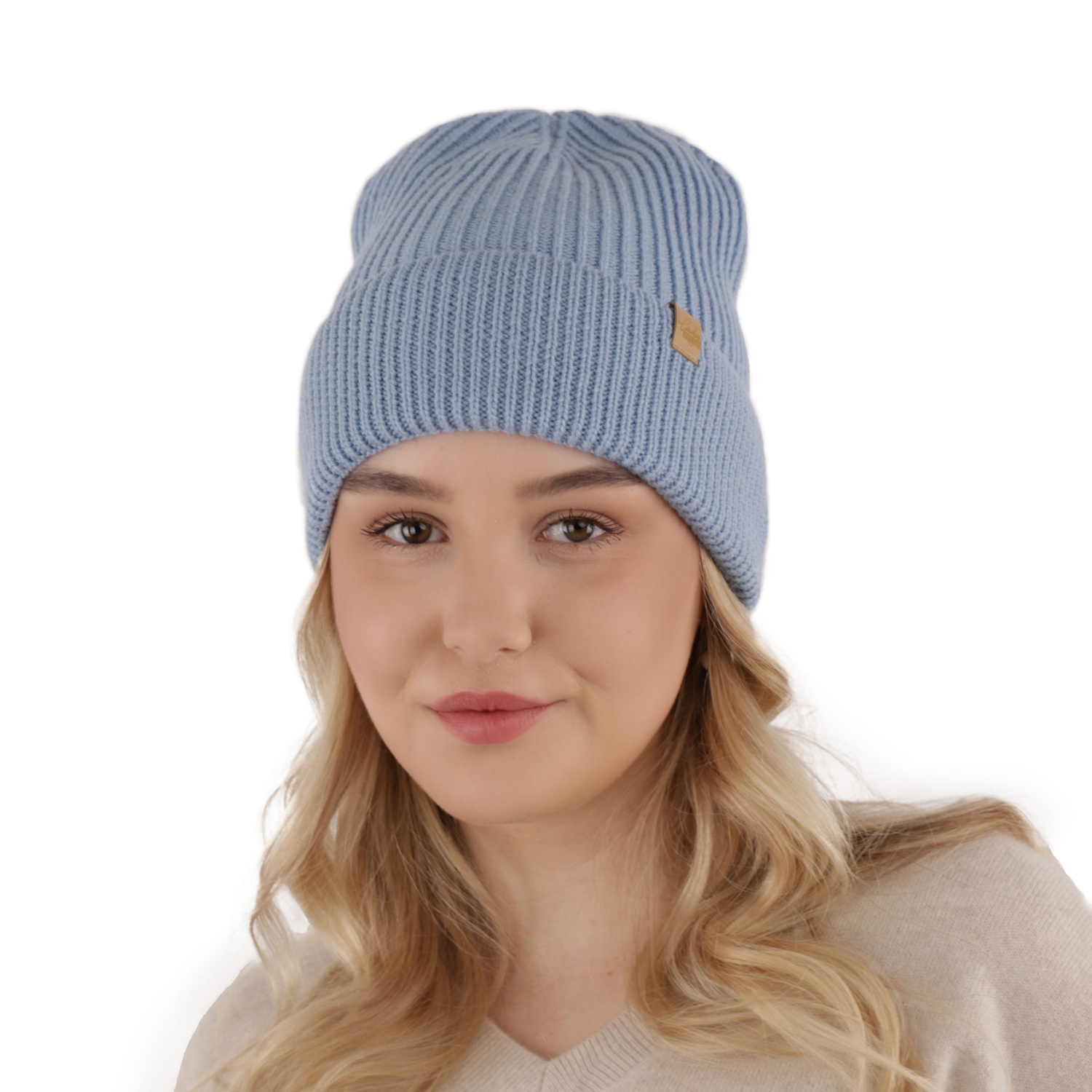 Czapka zimowa damska, beżowa, 100% wełniana merino Isla
