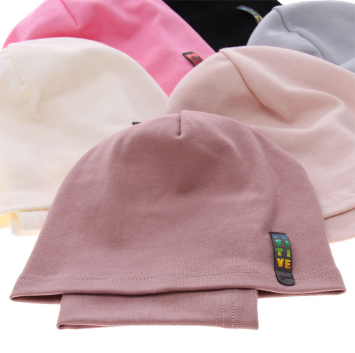 Czapka i komin dla dziewczynki jesienny, wiosenny komplet, czarny, bawełniany Flores