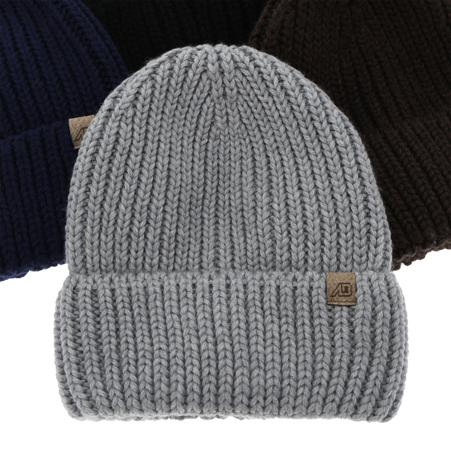 Czapka zimowa męska, granatowa, 100% wełniana merino Berno