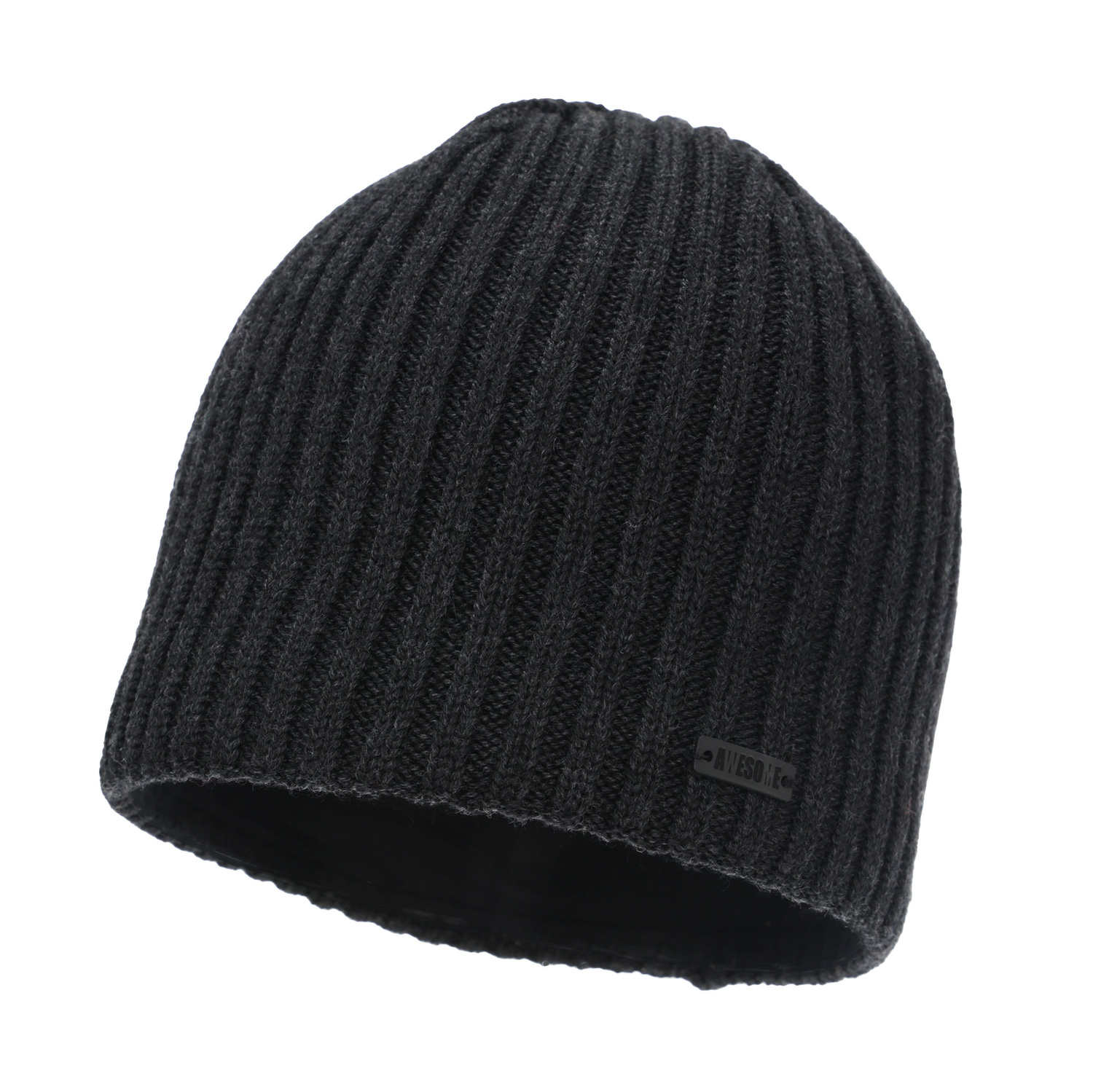 Czapka zimowa męska, ciemnoszara, z wełną merino Adagio