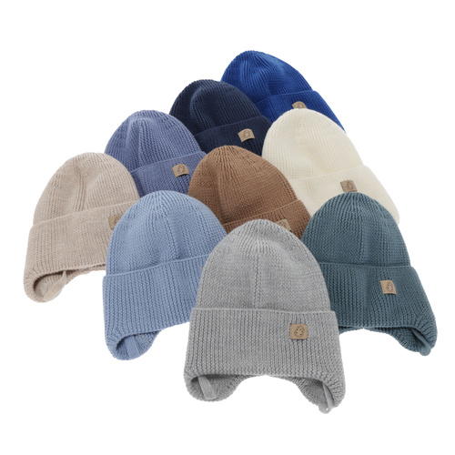 Czapka jesienna, wiosenna dla chłopca, 100% wełniana merino, wiązana, camel Bakadi