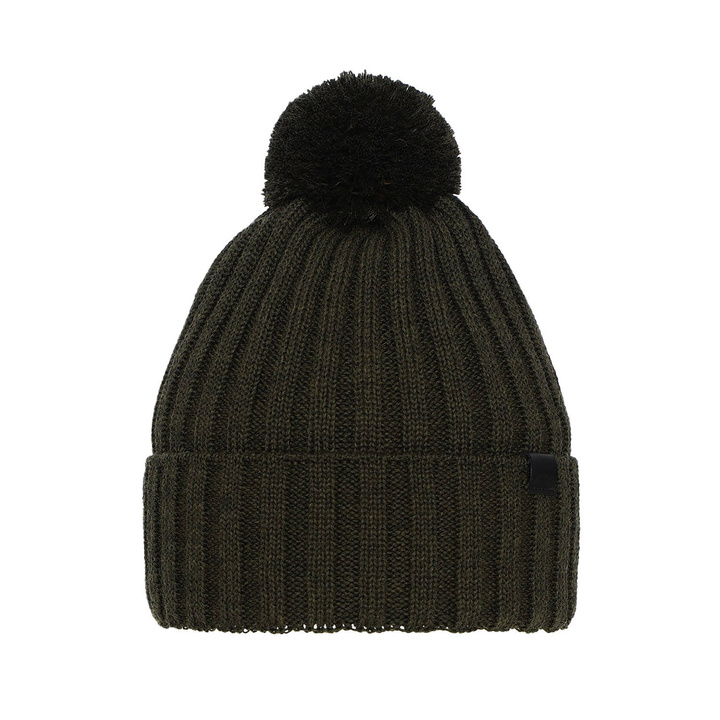 Czapka zimowa męska, khaki, z wełną merino Korynt