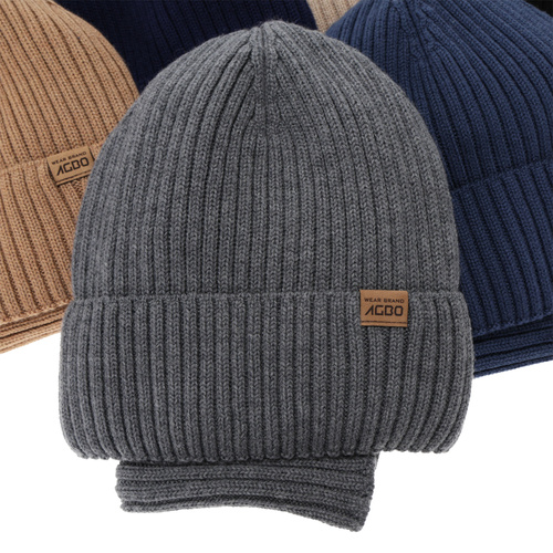 Czapka i komin dla chłopca, zimowy komplet, 100% wełniany merino, z podszyciem z wełny merino, niebieski Domin