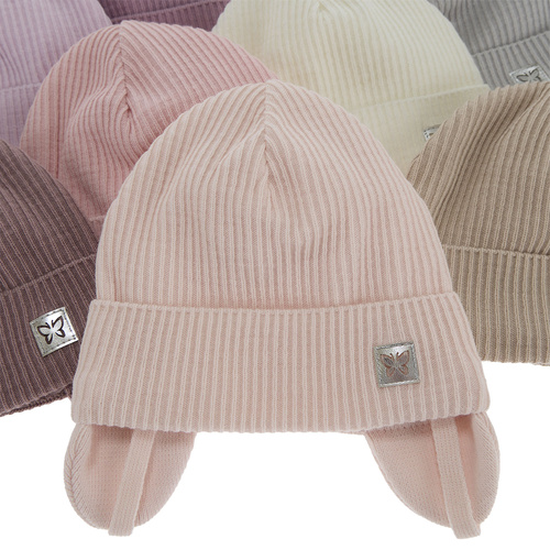 Czapka jesienna, wiosenna dla dziewczynki, beżowa, wiązana Amaya