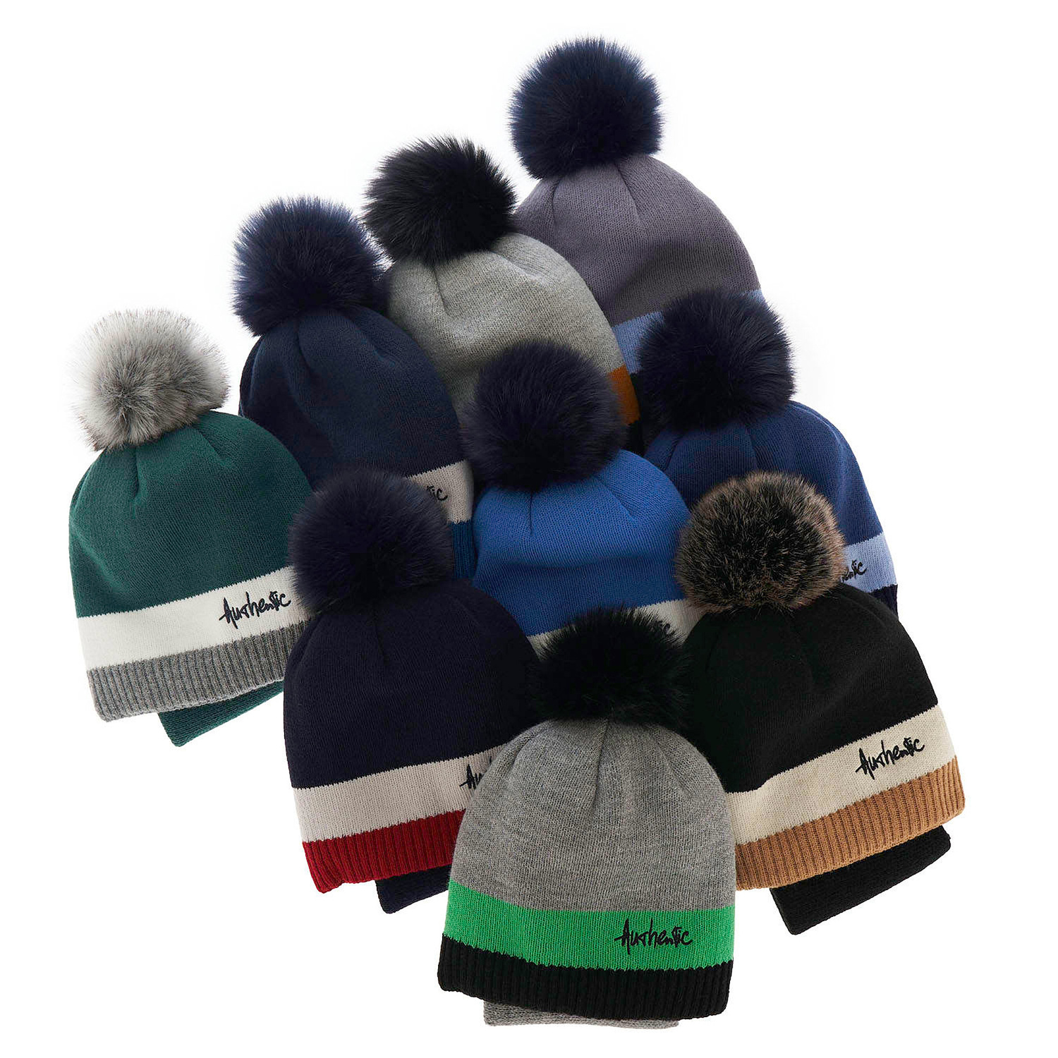 Czapka i komin dla chłopca zimowy komplet, szary, z pomponem Madryt