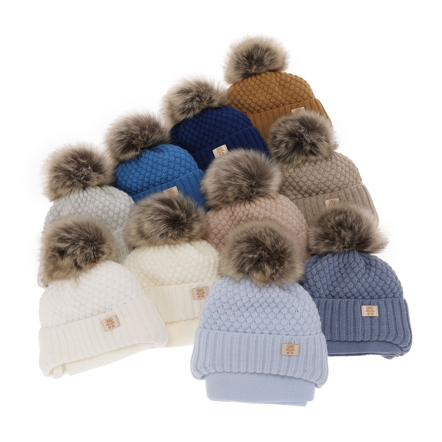 Czapka i szalik dla chłopca zimowy komplet, niebieski, z pomponem, wiązany Norberto