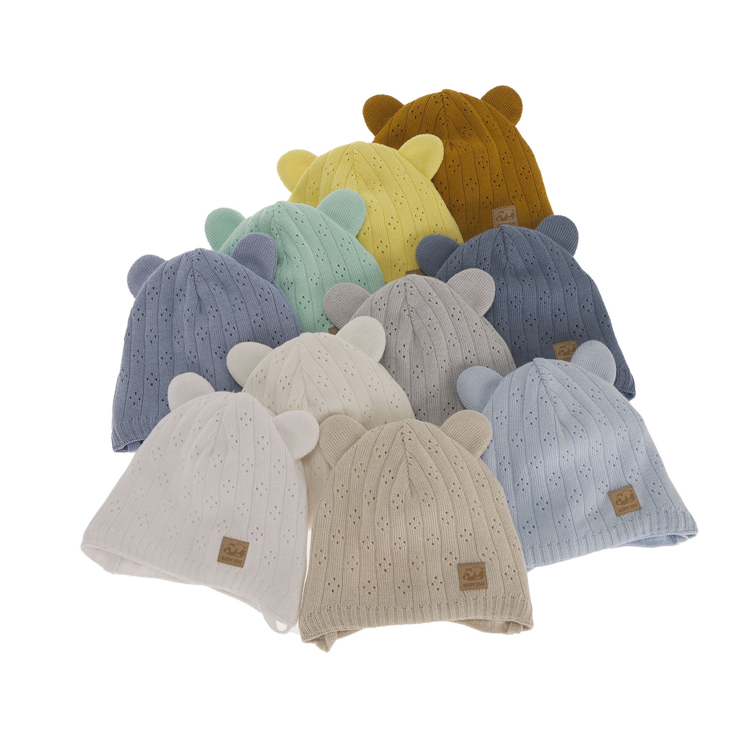 Czapka jesienna, wiosenna dla chłopca, z bawełną, błękitna, wiązana, ażurowa Austin