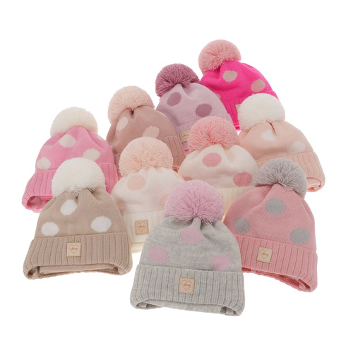 Czapka i szalik dla dziewczynki zimowy komplet, liliowy, wiązany Agostina