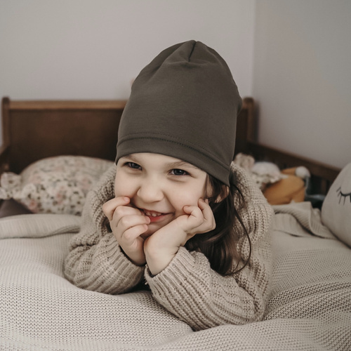 Czapka i komin dla dziewczynki jesienny, wiosenny komplet, czarny, bawełniany Hazelka