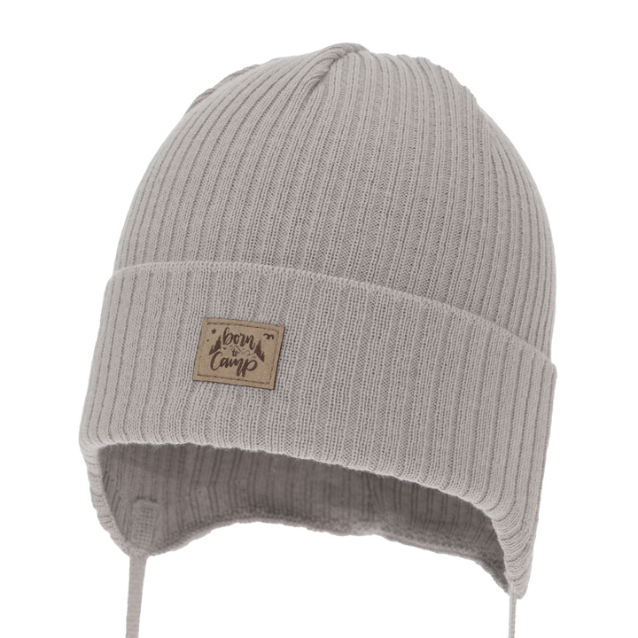 Czapka jesienna, wiosenna dla chłopca, beżowa, wiązana, z bawełną Fenris