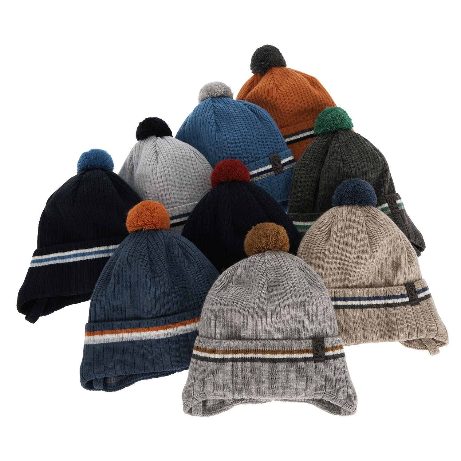 Czapka jesienna, wiosenna dla chłopca, błękitna, wiązana, z pomponem Vesper