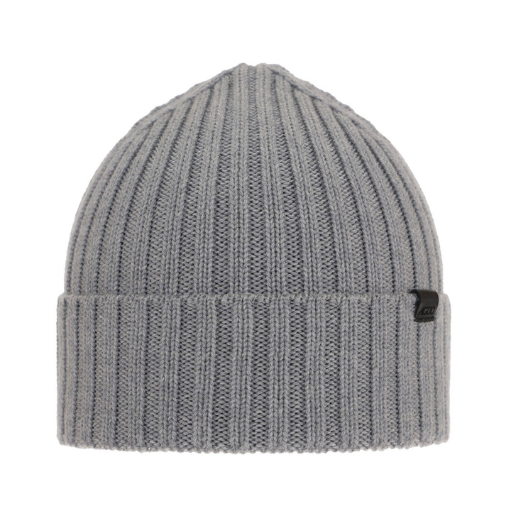 Czapka zimowa męska, jasnoszara, 100% wełniana merino Nathan