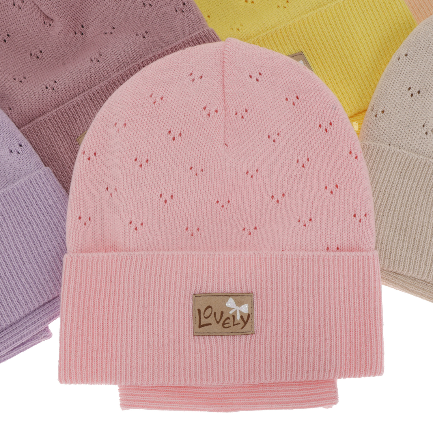 Czapka i komin dla dziewczynki jesienny, wiosenny komplet, z bawełną, beżowy Alisa