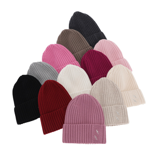 Czapka zimowa damska, różowa, 100% wełniana merino Ariga