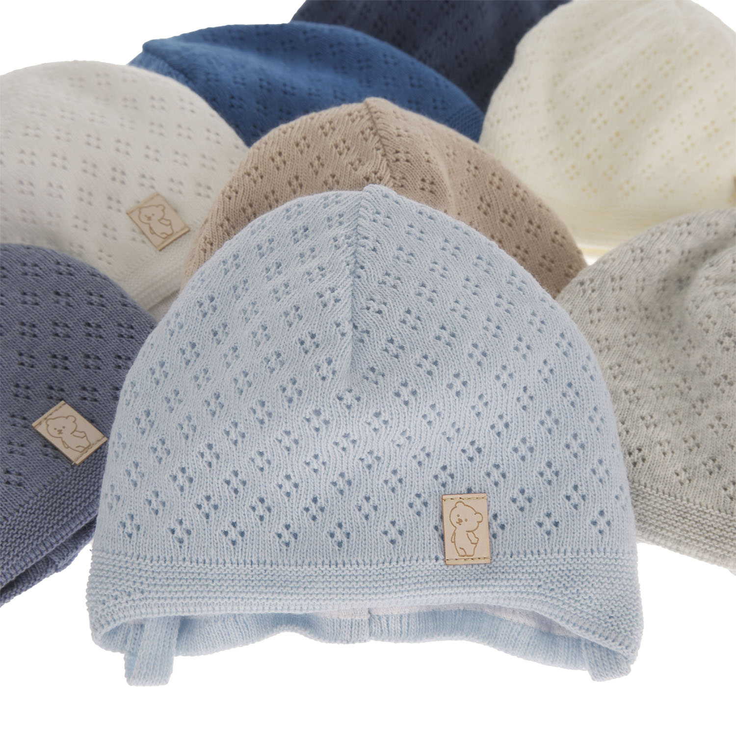 Czapka jesienna, wiosenna dla chłopca, błękitna, wiązana Dajmon