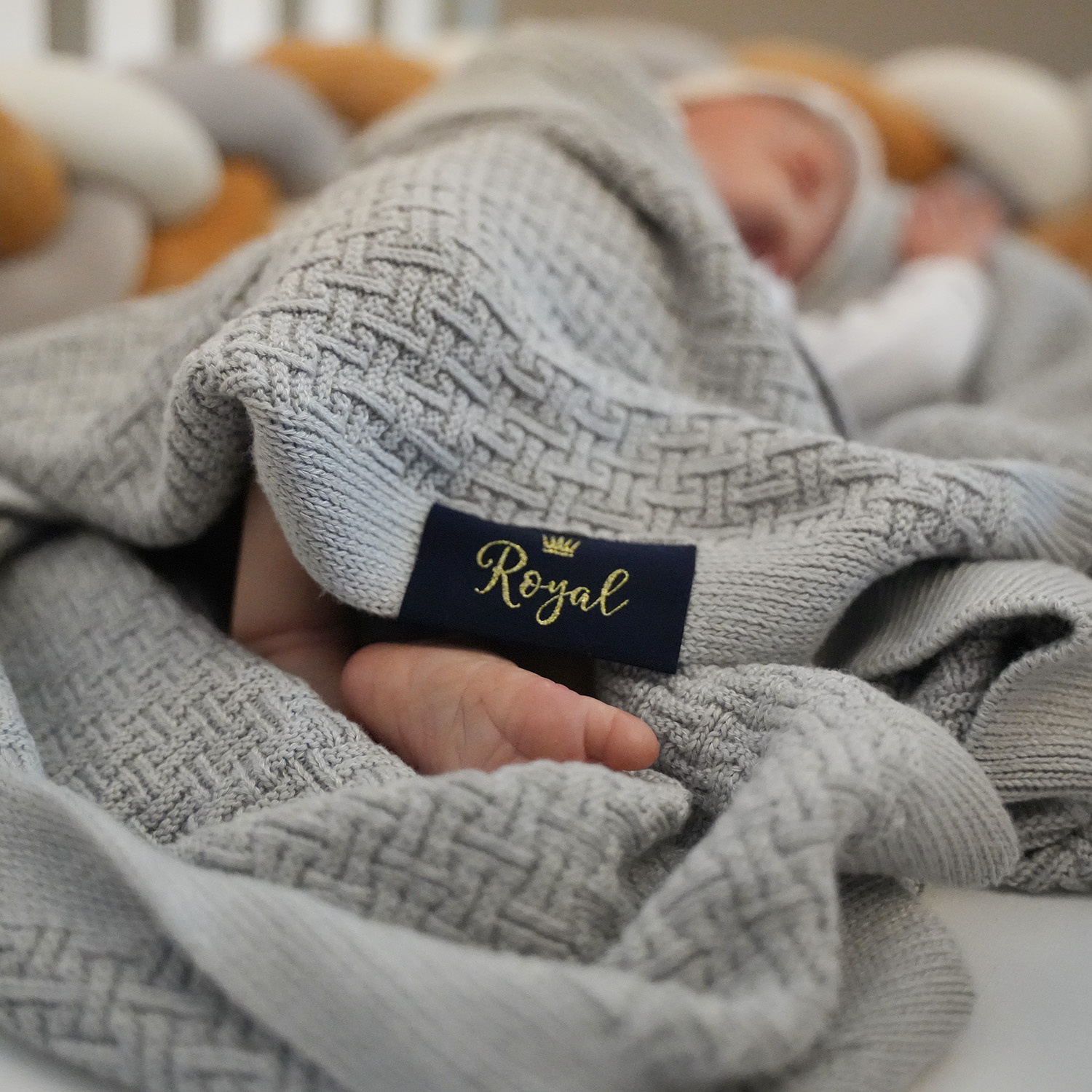 Kocyk bambusowo-bawełniany dla dziecka, niemowlaka, szary, delikatny Pony