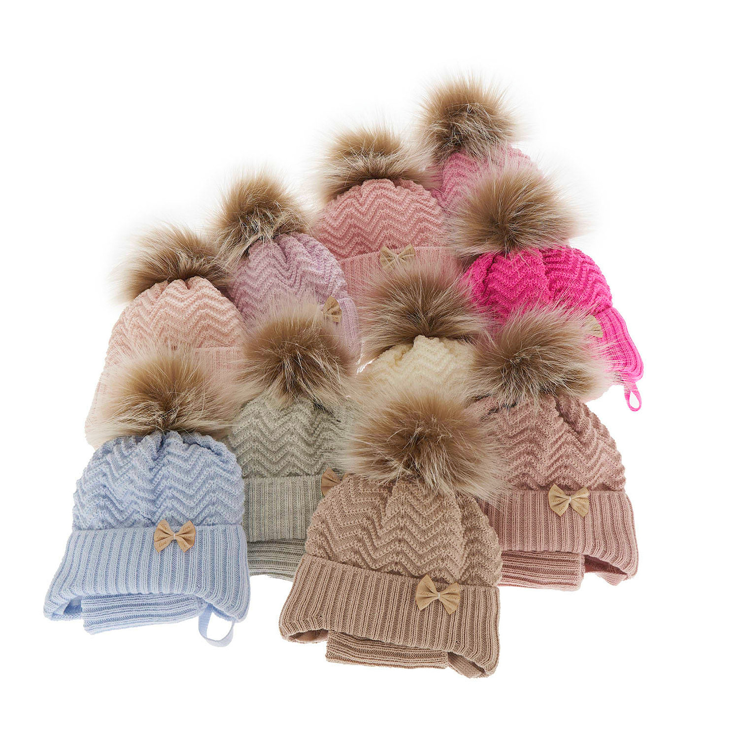 Czapka i komin dla dziewczynki zimowy komplet, biały, z pomponem Chloe