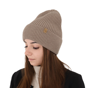 Czapka zimowa damska, brązowa, 100% wełniana merino Isla