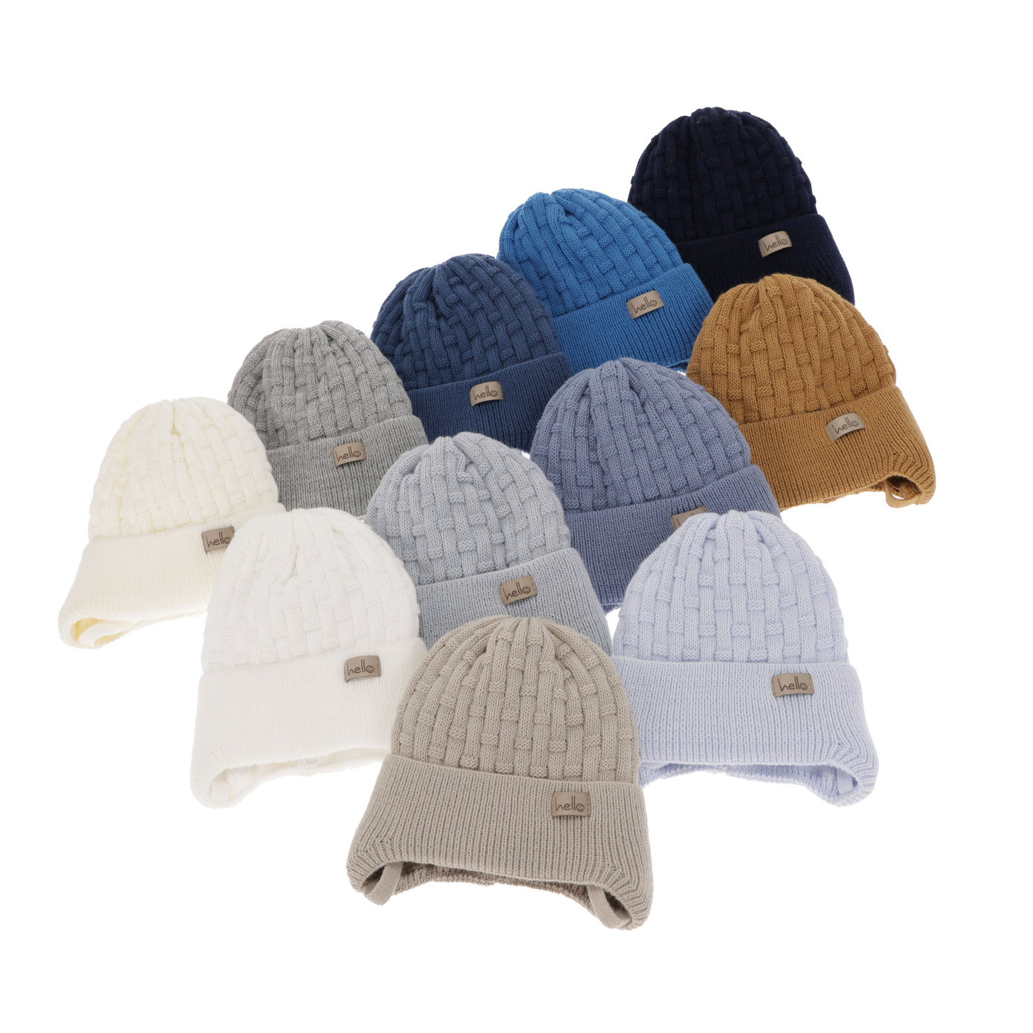 Czapka jesienna, wiosenna dla chłopca, niebieska, wiązana Farad