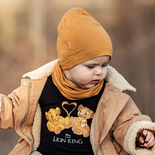 Czapka i komin dla dziewczynki jesienny, wiosenny komplet, limonkowy, bawełniany Hazelka