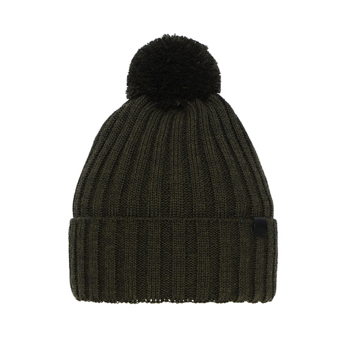 Czapka zimowa męska, khaki, z wełną merino Korynt