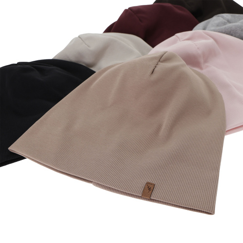 Czapka jesienna, wiosenna damska, brązowa, bawełniana Zenita