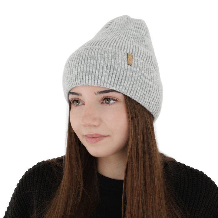 Czapka zimowa damska, szara, z wełną merino Tahoe
