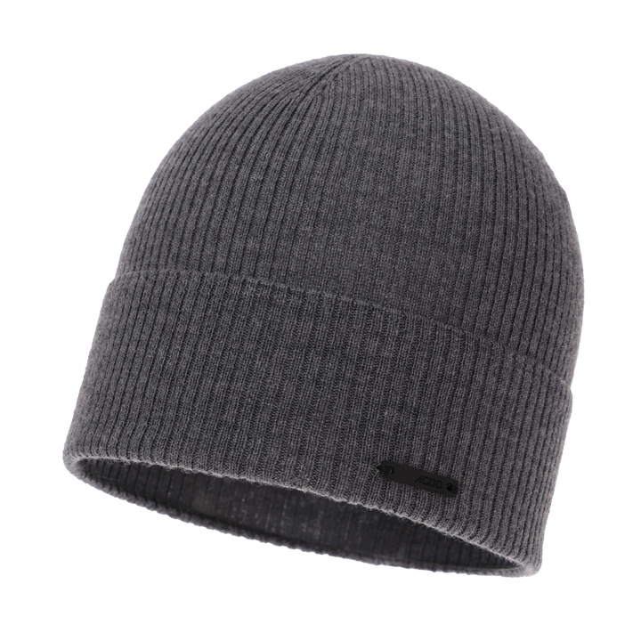 Czapka jesienna, wiosenna męska, szara, 100% wełniana merino Fleur