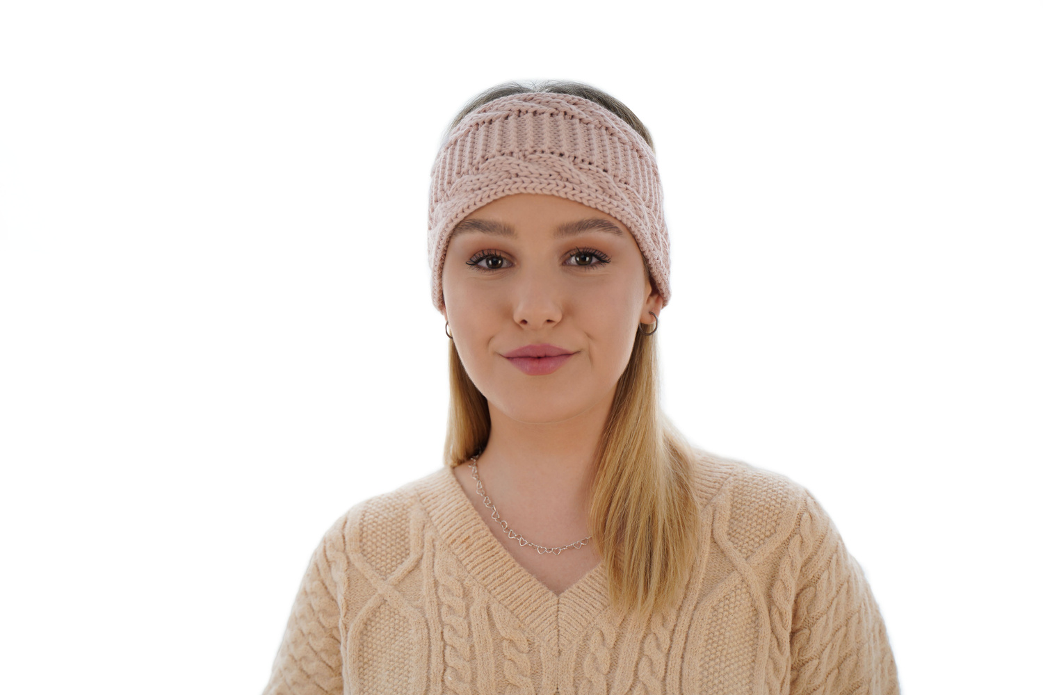 Opaska zimowa damska, beżowa, Bera