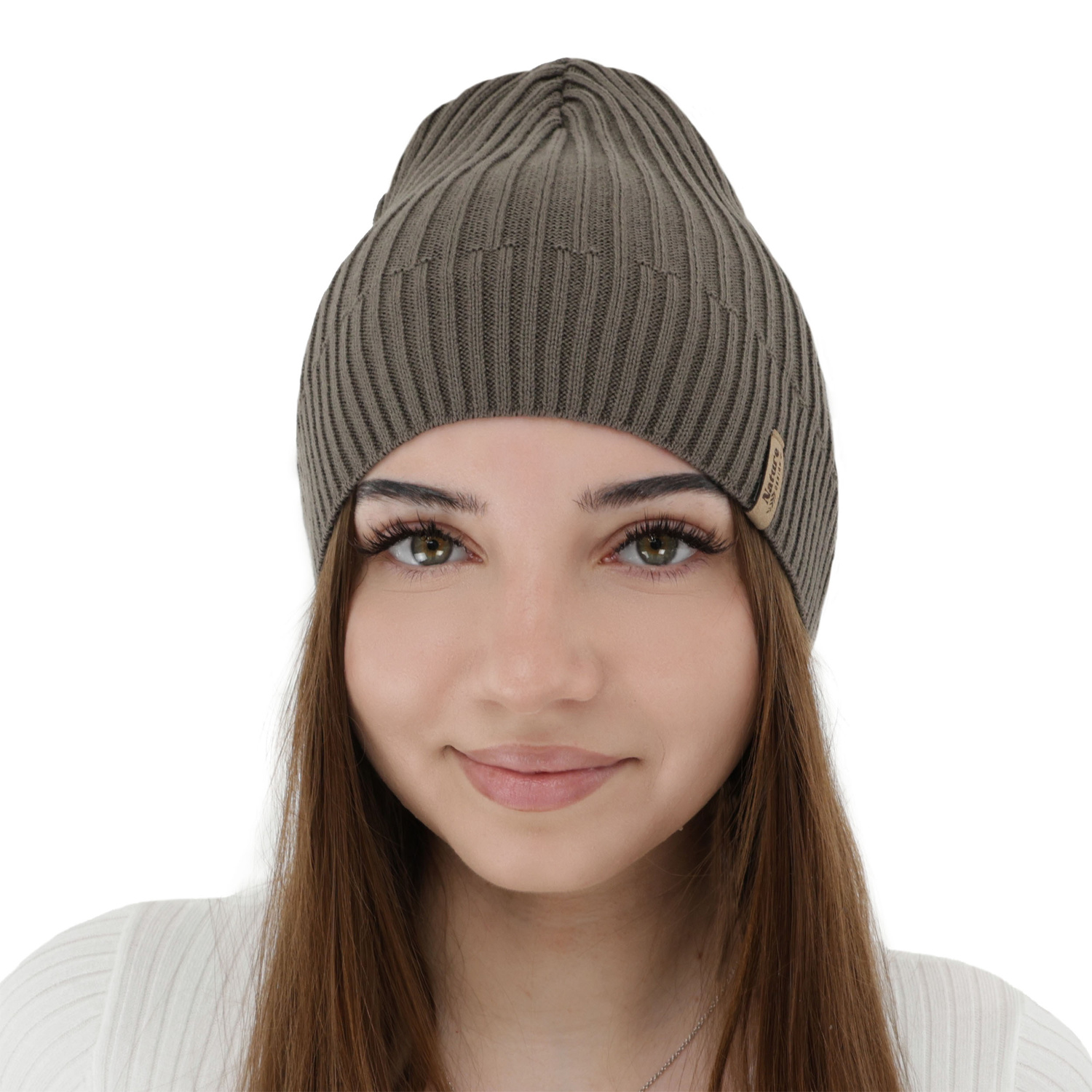 Czapka damska wiosenna, jesienna, z bawełną, khaki, Mirona