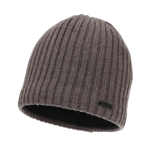 Czapka zimowa męska, beżowa, z wełną merino Adagio