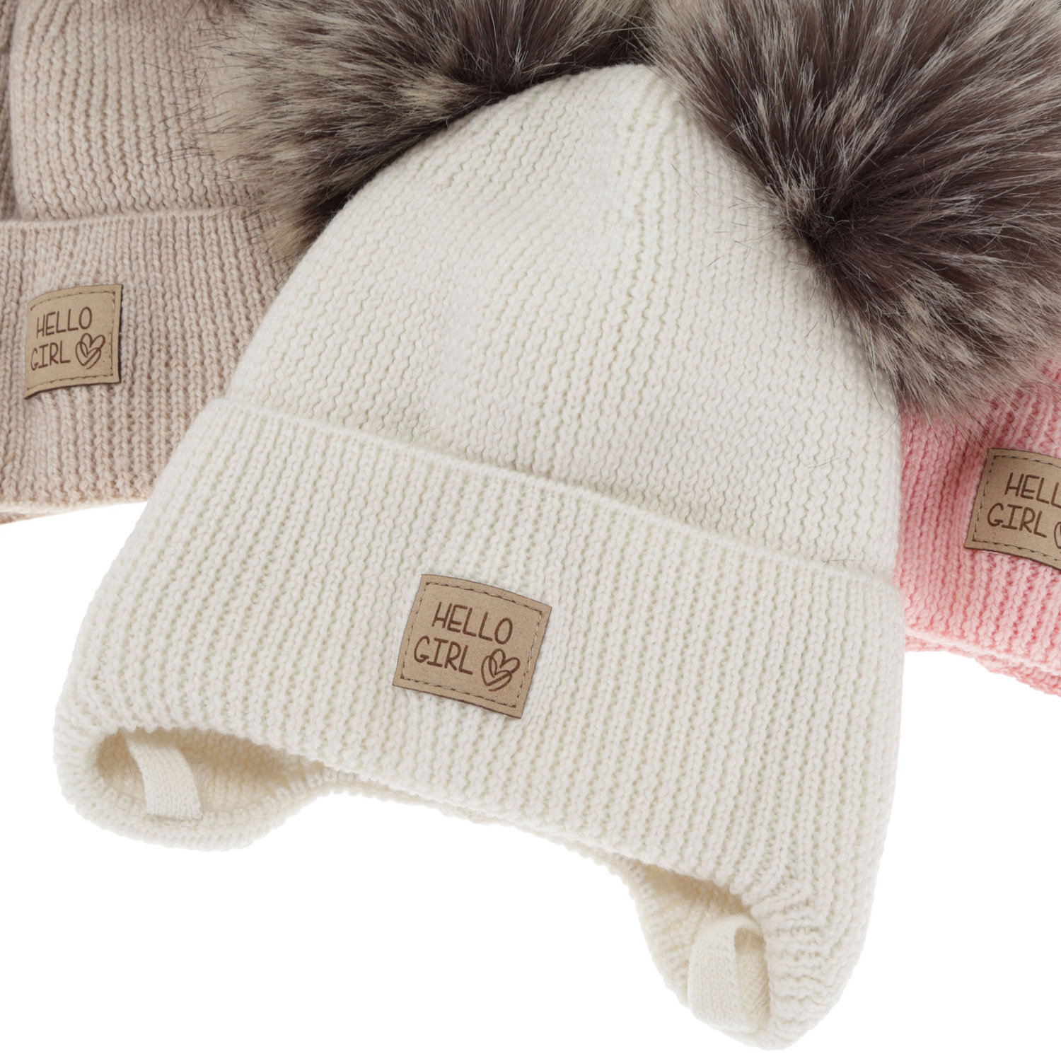 Czapka zimowa dla dziewczynki, jasnoróżowa, 100% wełniana merino, podszyta wełnianym polarem, wiązana Trudina