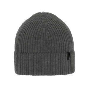 Czapka zimowa męska, szara, 100% wełniana merino, Thorin