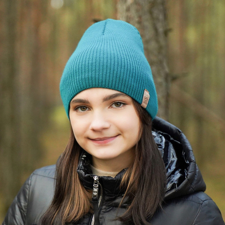 Czapka zimowa dla dziewczynki, szmaragdowa Elvina