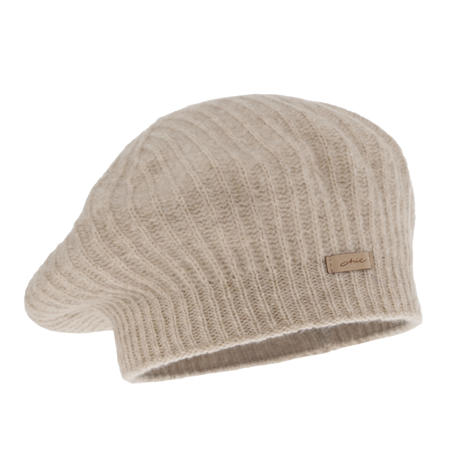 Beret damski zimowy, beżowy, Grace