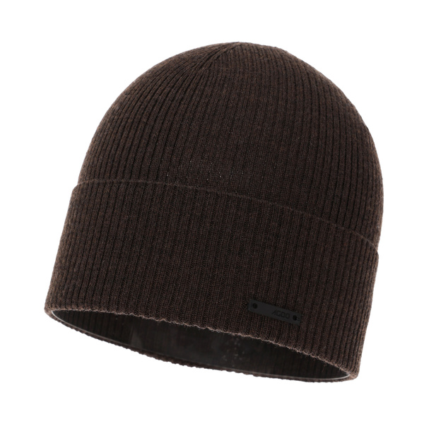 Czapka wiosenna, jesienna męska, brązowa, 100% wełniana merino Fleur