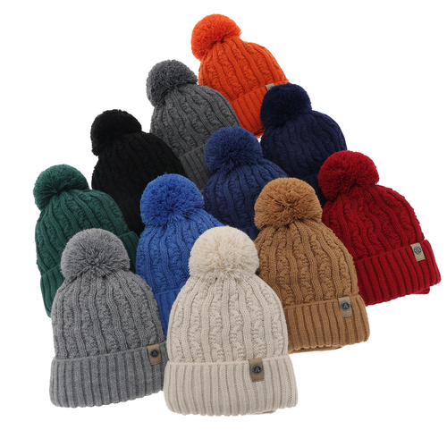 Czapka i komin dla chłopca zimowy komplet, ciemnoniebieski, z pomponem Almond