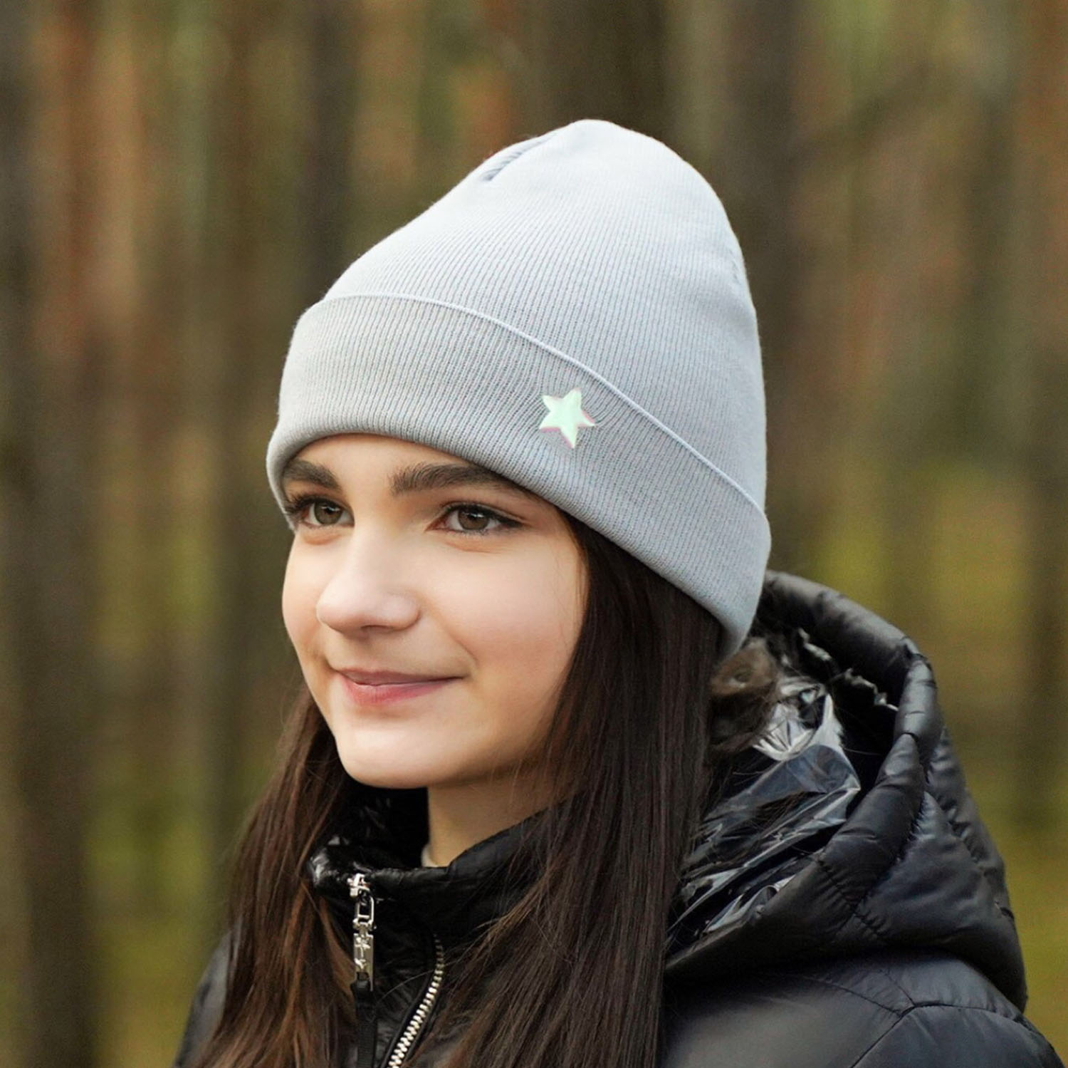 Czapka zimowa dla dziewczynki, fioletowa, dwustronna Estrela