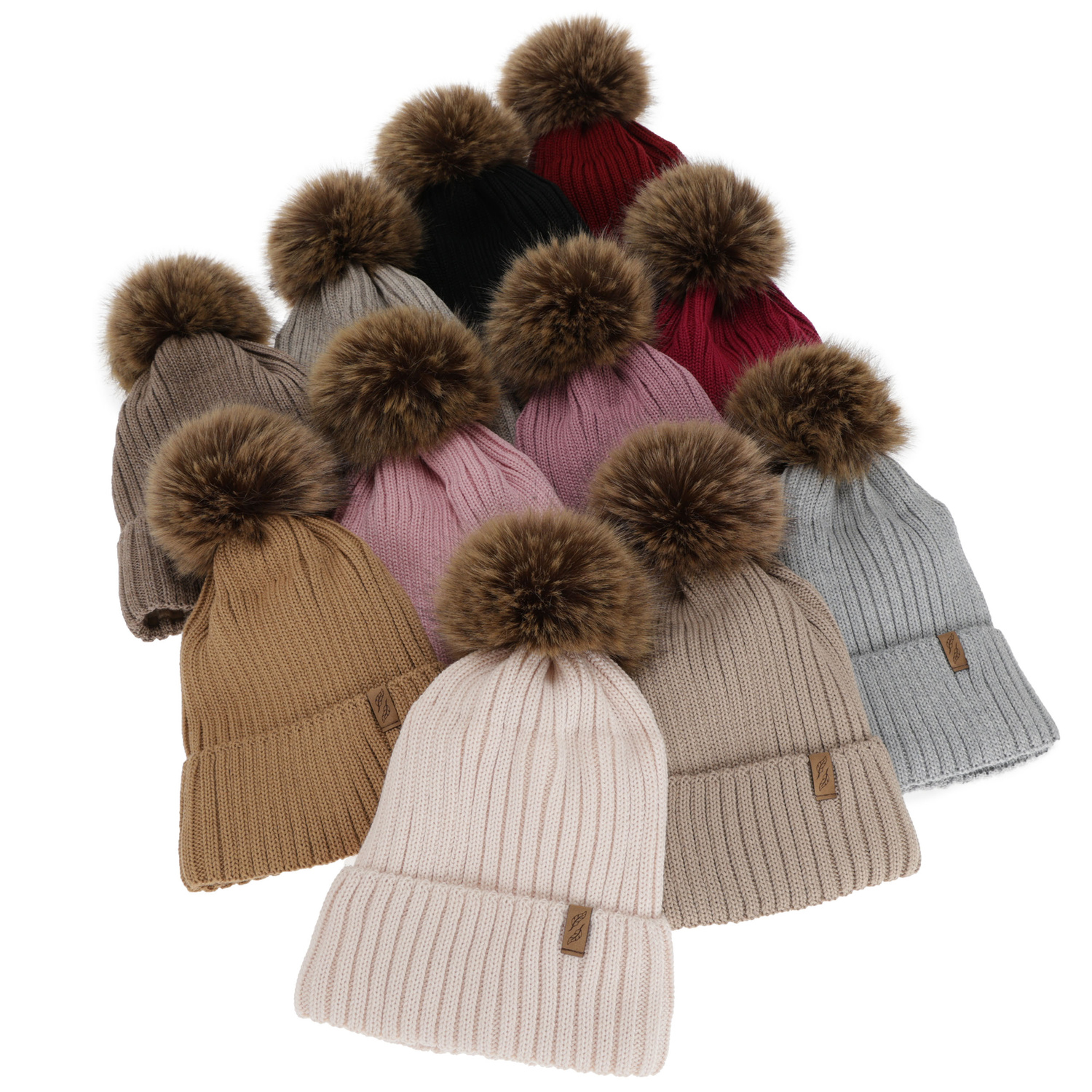 Czapka zimowa damska, camel, z wełną merino, Zamira