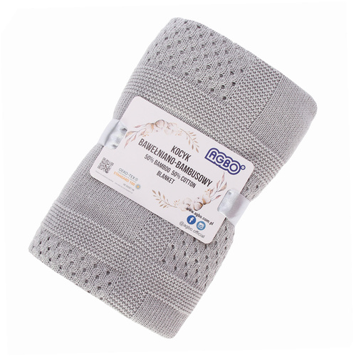 Kocyk bambusowo-bawełniany dla dziecka, niemowlaka, szary, delikatny Domino