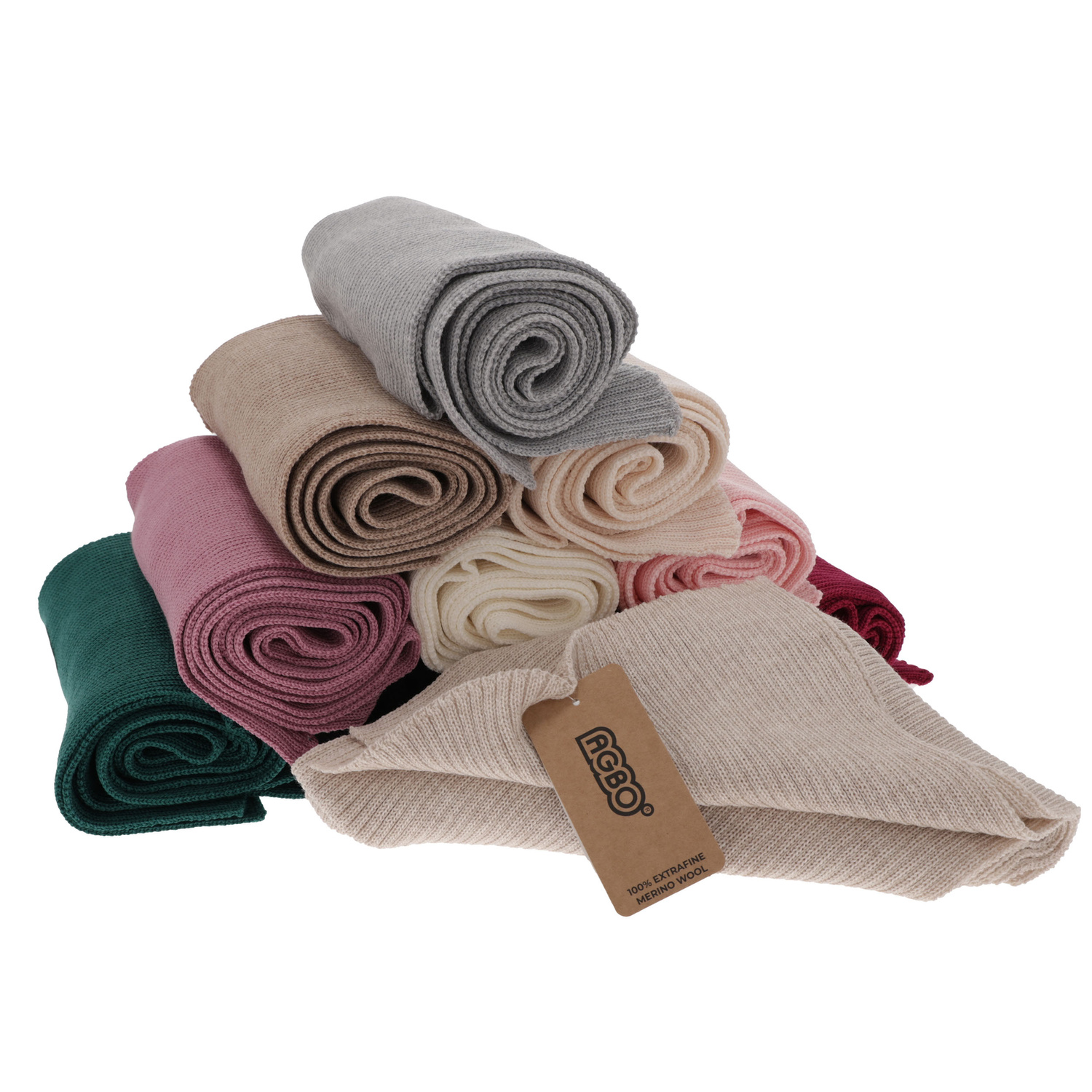 Szalik zimowy damski, różowy, 100% wełniany merino, Jessica