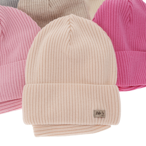 Czapka i komin dla dziewczynki, jesienny/ wiosenny komplet wrzosowy 100% wełniany extrafine merino Itra